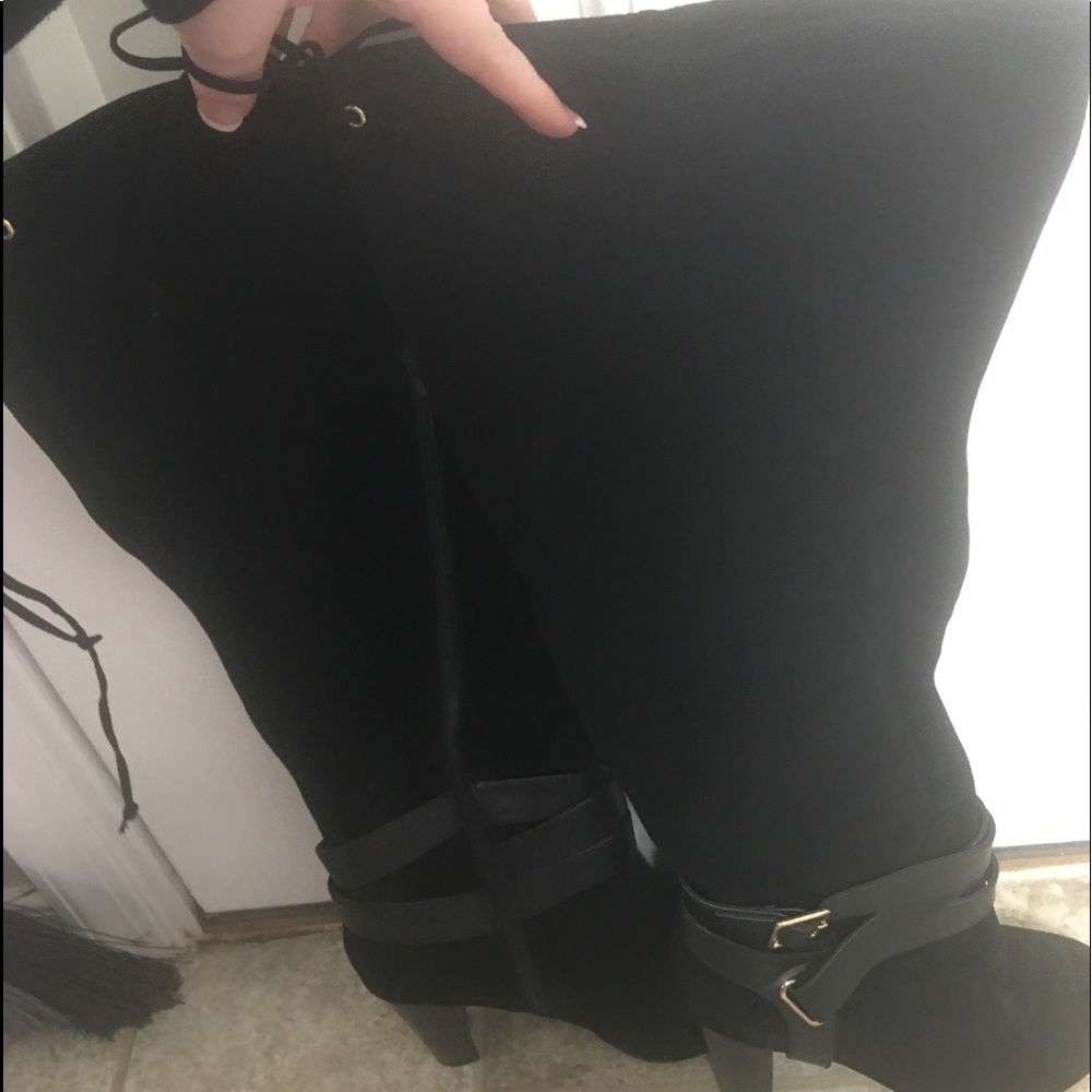 Torrid 11W WideCalf Black Suede Knee High Boots